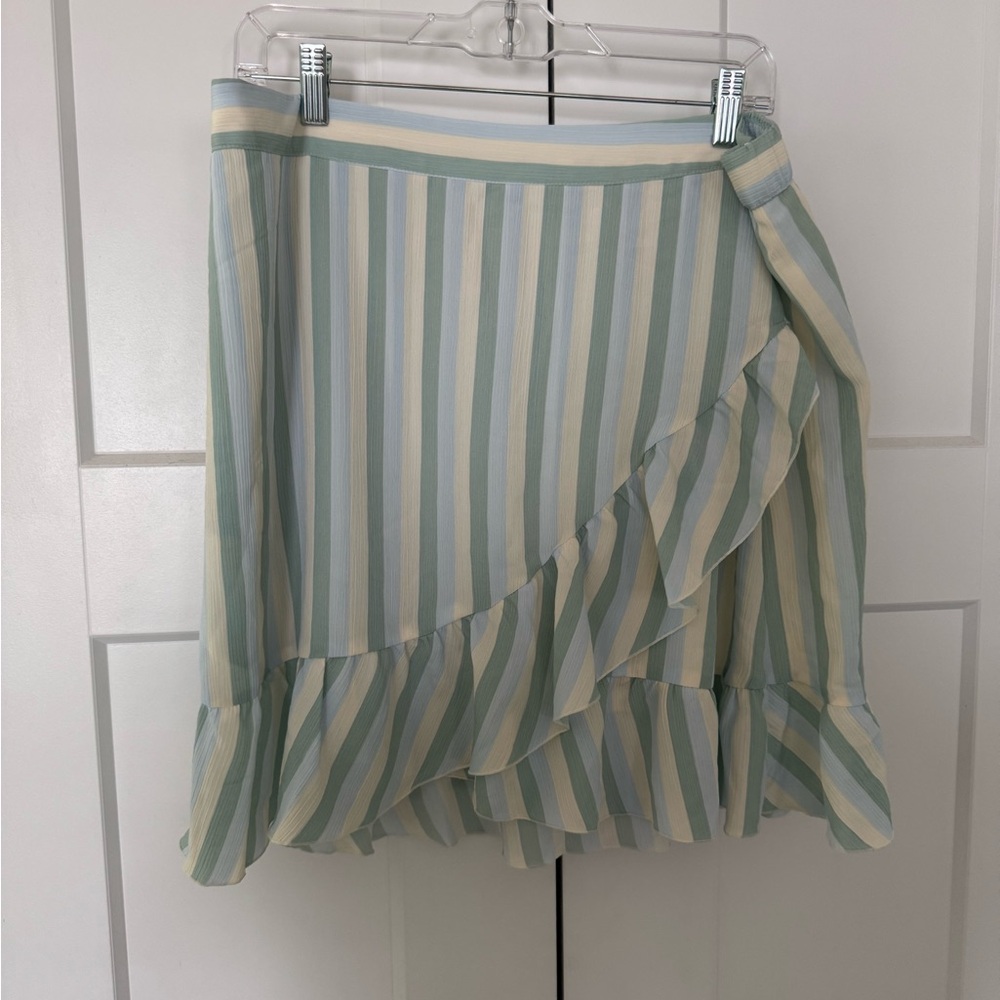 Striped Ruffle Skirt in Blue and Cream